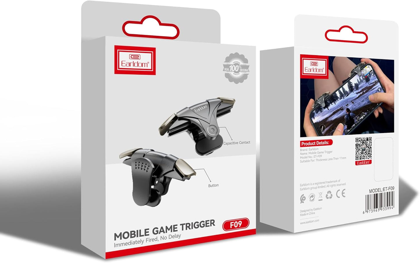 Earldom ET-F09 Dual Fan Mobile Phone Gaming Trigger Button for Game Handle, PUBG