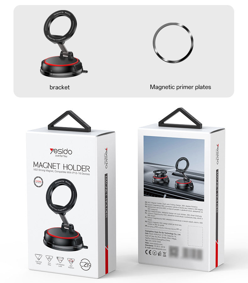 Yesido C219 360° Rotation Folding MagSafe Suction Cup Mobile Holder – Secure & Adjustable Mount