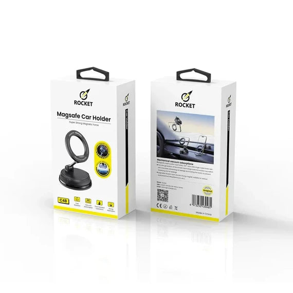 Rocket C48 Universal Car Phone Holder – Strong Grip, 360° Rotation, Dashboard & Windshield Mount