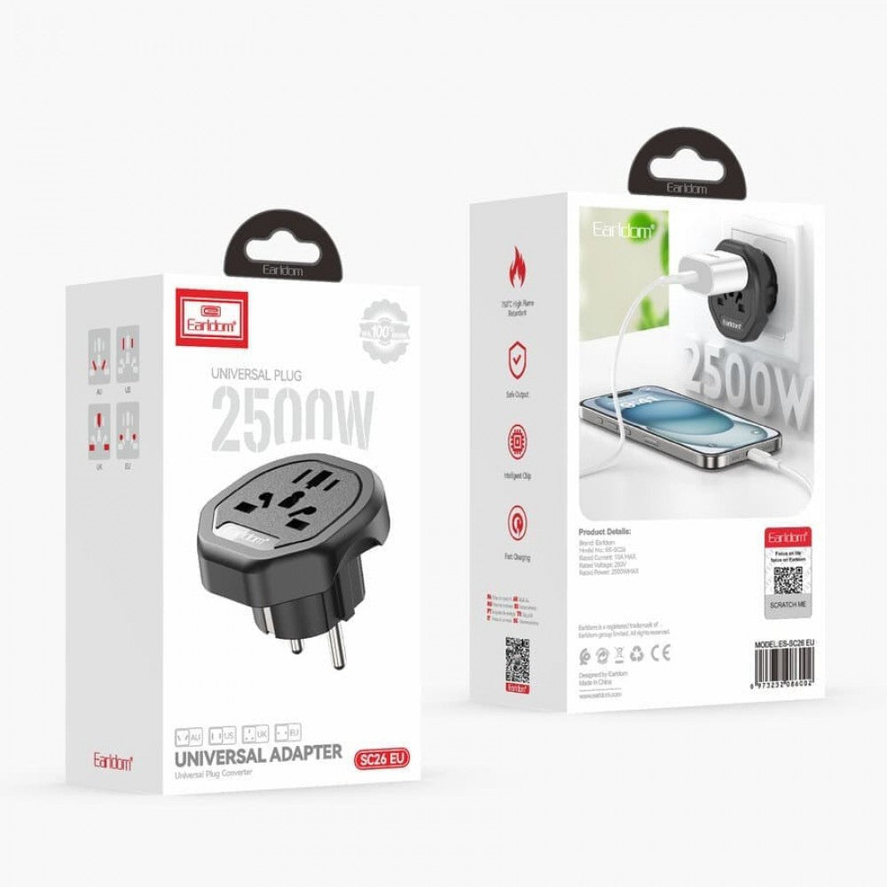 Earldom SC26 Universal Plug 2500W – Powerful & Reliable UK Adapter