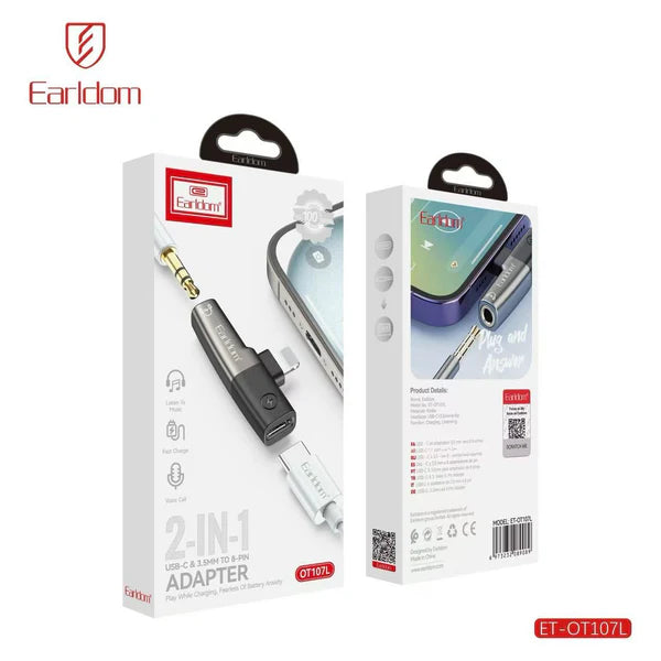 Earldom 2-in-1 USB-C & 3.5mm to Lightning Adapter ET-OT107L