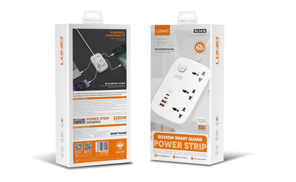 LDNIO 3 AC Outlets 4 USB Power Strip SC3416