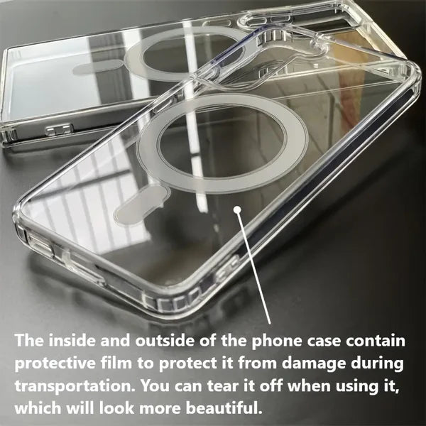 MagSafe Clear Magnetic Case – Shockproof Acrylic Cover for iPhone & Samsung