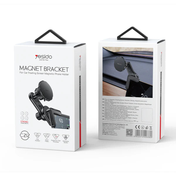 Yesido 360° Adjustable Car Phone Holder with Built-in Base Locking Knob, Floating Screen Snap-on Magnet - C212