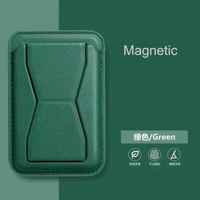 For iPhone Leather Bracket Clip Magsafe Magnetic Phone Card Holder Magsafe Wallet Stand Foldable Slim Leather iPhone Stand Wallet