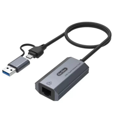 Go-Des GD-6836 1000Mbps RJ45 to USB-A & Type-C Ethernet Adapter Cable (60cm)
