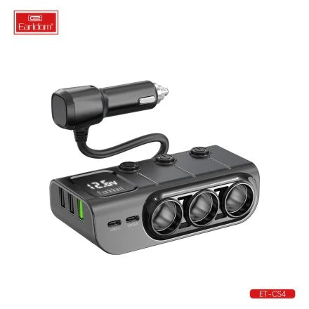 Earldom ES-CS4 Car Charger Adapter – 3 Cigarette Lighter Ports