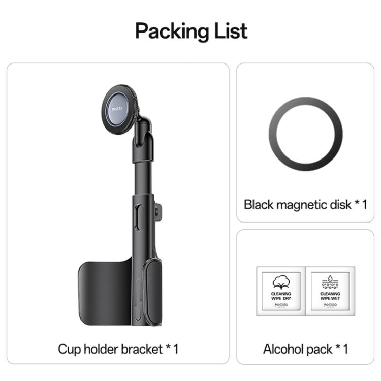 Yesido C230 Magnetic Car Mount Cup Holder Base with Card Slot – Black