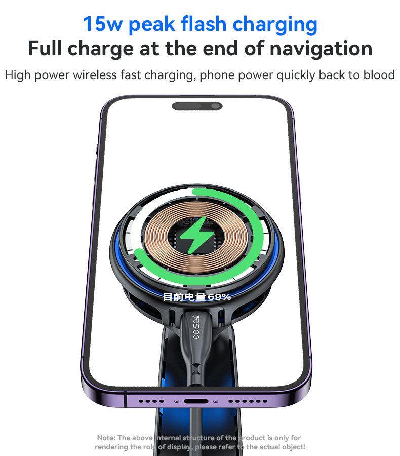 Yesido C311 Semiconductor Cooling Dual Ambient Lighting 15W Fast Charging Wireless Charger Car Phone Holder