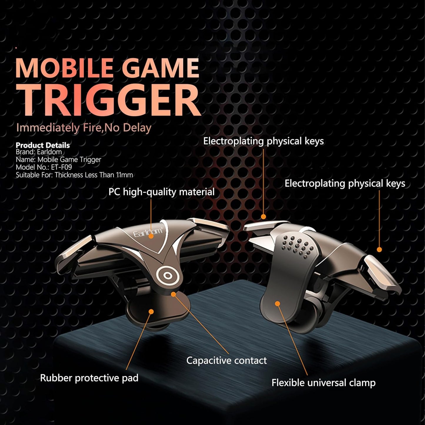 Earldom ET-F09 Dual Fan Mobile Phone Gaming Trigger Button for Game Handle, PUBG
