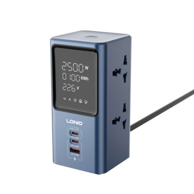 LDNIO SC2 Smart Power Strip – 45W PD Fast Charging, 2500W Output, LED Light