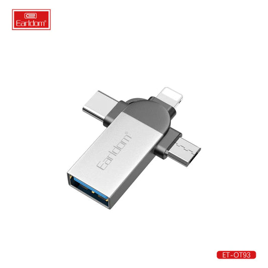 Earldom OT93 Multi-Port OTG Adapter – USB to iPhone, Micro USB & Type-C