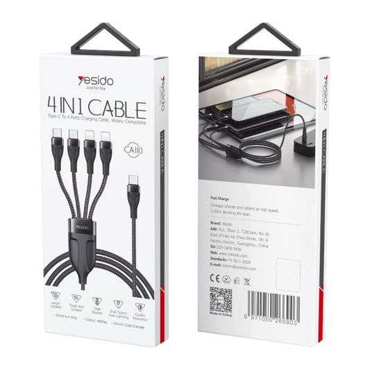 Yesido CA110 4in1 Type-C to Dual Type-C + Dual Lightning Charging Cable 1.2M