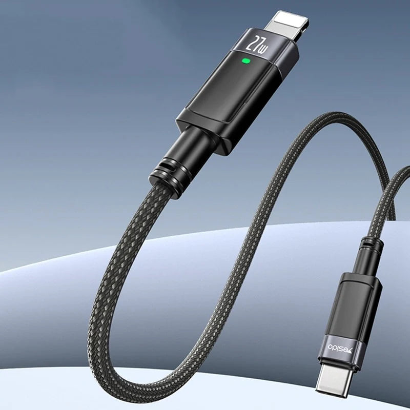 Yesido CA159 Type-C to iPhone Fast Charging Cable 27W – 1.2M Auto Cut-Off Feature