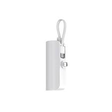 Aspor 5000mAh Pocket Power Bank – PD 22.5W Fast Charging (Type-C & Lightning)-White