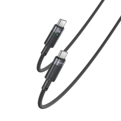 Yesido CA160 1.2M USB-C Cable 60W – Auto Power-Off Fast Charging (Black)