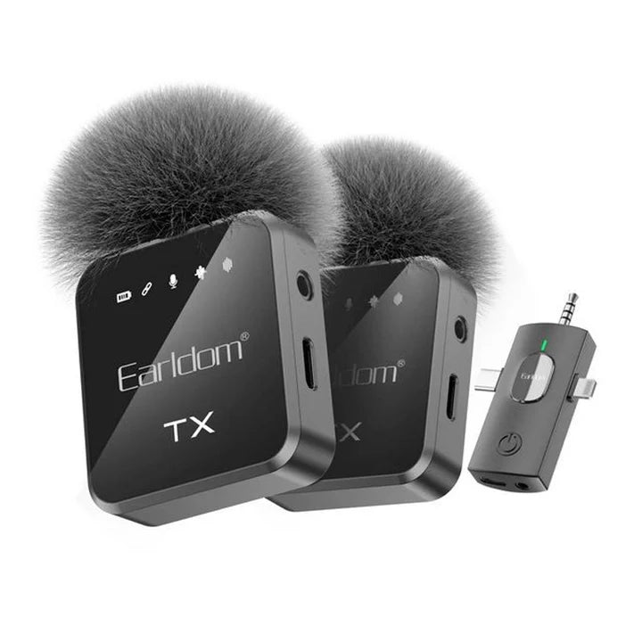 Earldom Dual Wireless Clip Microphone – 3-in-1 Lavalier Mic System ET-MC13