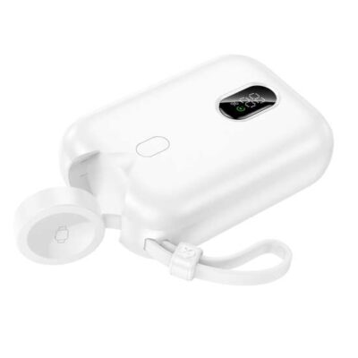 HOCO J130 10000mAh Power Bank PD 20W Fast Charging | USB-C Type-C + USB-A 18W QC Dual Output with Digital LED Display – White
