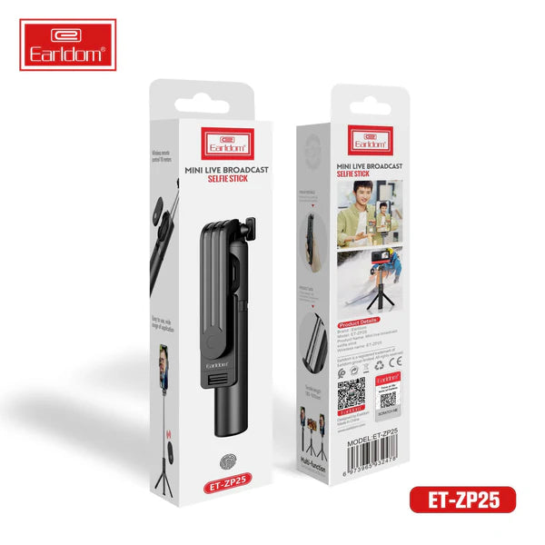 Earldom® Mini Live Broadcast Selfie Stick ZP25 – Compact Tripod with Wireless Remote for Streaming & Selfies
