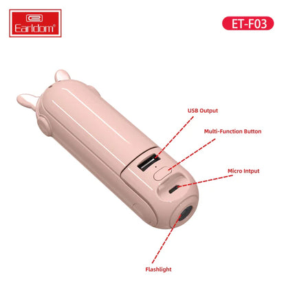 Earldom ET-F03 Portable 2-in-1 Electric Fan with LED Light