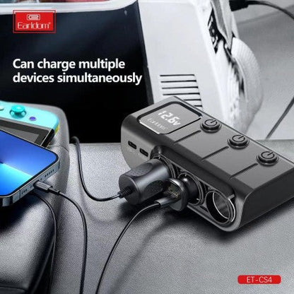 Earldom ES-CS4 Car Charger Adapter – 3 Cigarette Lighter Ports