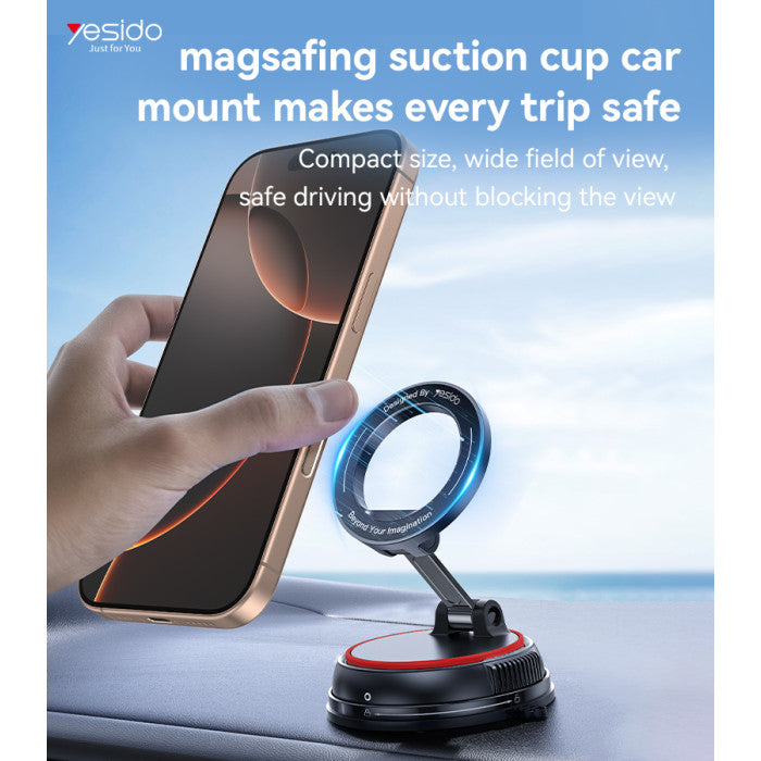 Yesido C219 360° Rotation Folding MagSafe Suction Cup Mobile Holder – Secure & Adjustable Mount