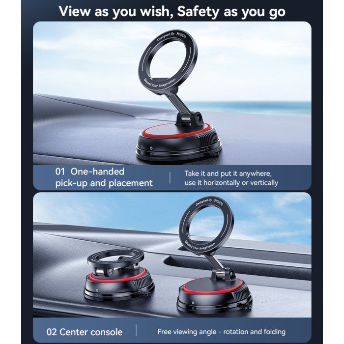 Yesido C219 360° Rotation Folding MagSafe Suction Cup Mobile Holder – Secure & Adjustable Mount