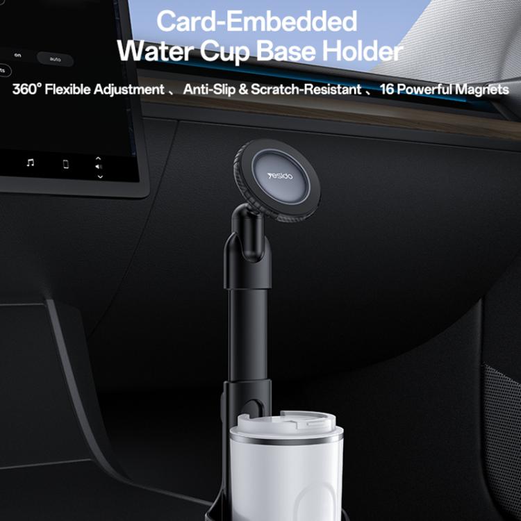 Yesido C230 Magnetic Car Mount Cup Holder Base with Card Slot – Black