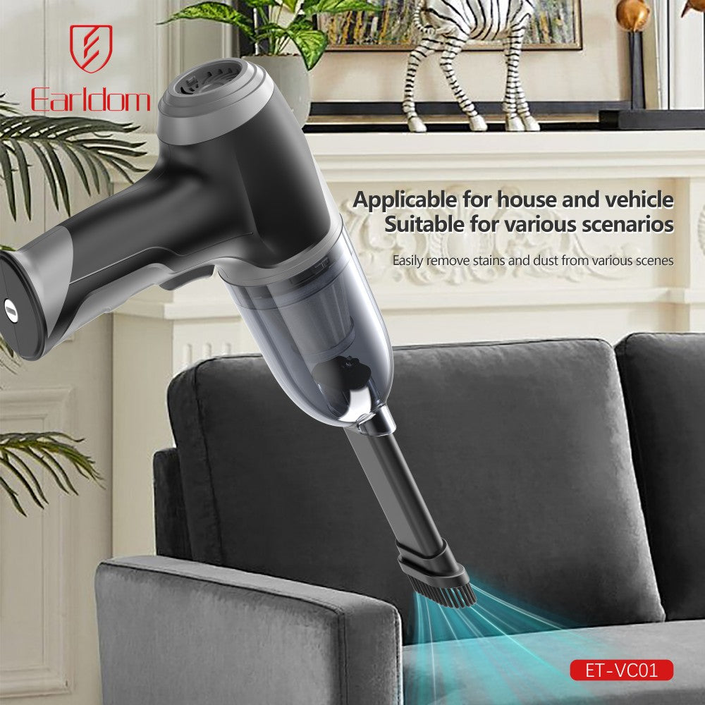 Earldom ET-VC01 Mini Car Vacuum Cleaner Black Portable Powerful Auto Vacuum