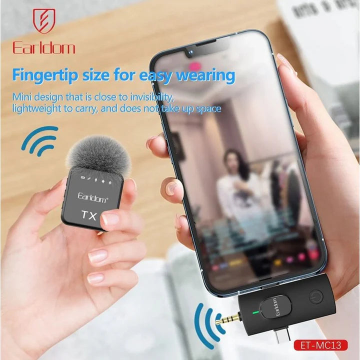 Earldom Dual Wireless Clip Microphone – 3-in-1 Lavalier Mic System ET-MC13