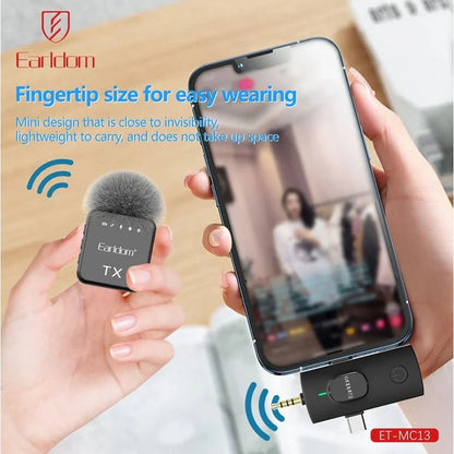 Earldom Dual Wireless Clip Microphone – 3-in-1 Lavalier Mic System ET-MC13