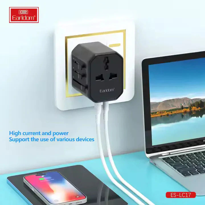 Earldom LC17 Universal Travel Adapter with USB & Type-C to USB 3.0 Adapter – Worldwide Plug Converter