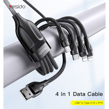 CA111 4-in-1 Multi Device Charger Cable – USB to 2 Type-C + 2 iPhone Connectors