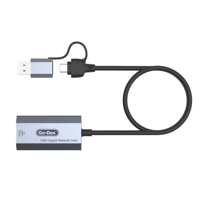 Go-Des GD-6836 1000Mbps RJ45 to USB-A & Type-C Ethernet Adapter Cable (60cm)