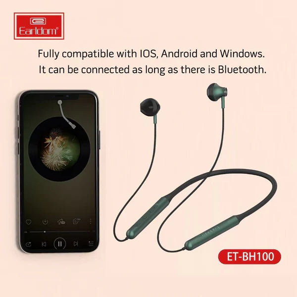 Earldom BH100 Wireless Neckband Bluetooth Headset – Long Battery, Sports Design, Hands-Free Calls