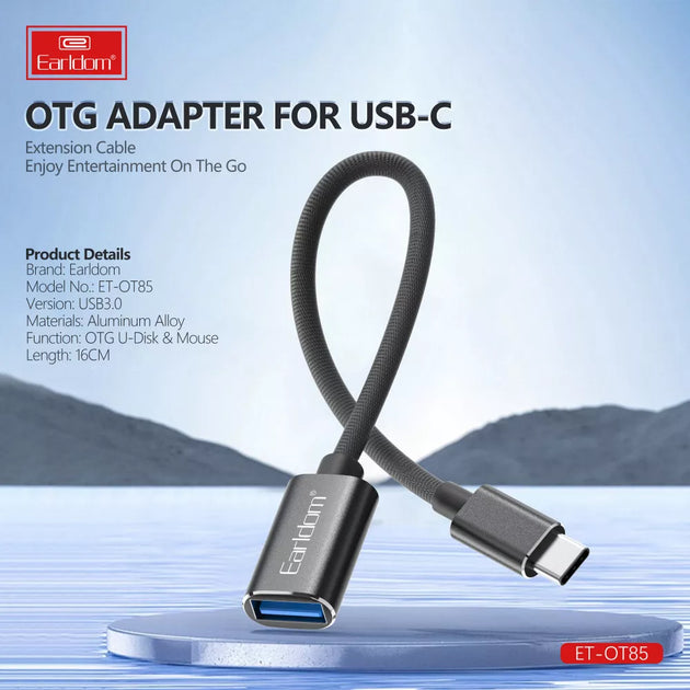 OTG USB C to USB Adapter Earldom ET-OT85 2in1 Adapter Black