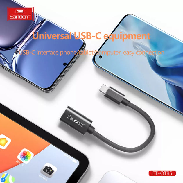 OTG USB C to USB Adapter Earldom ET-OT85 2in1 Adapter Black