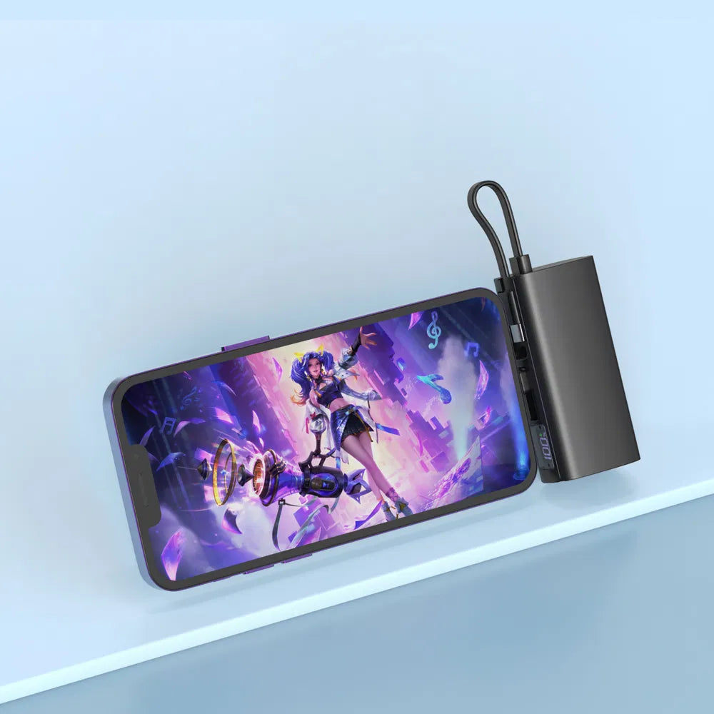 Aspor 5000mAh Pocket Power Bank – PD 22.5W Fast Charging (Type-C & Lightning)-White