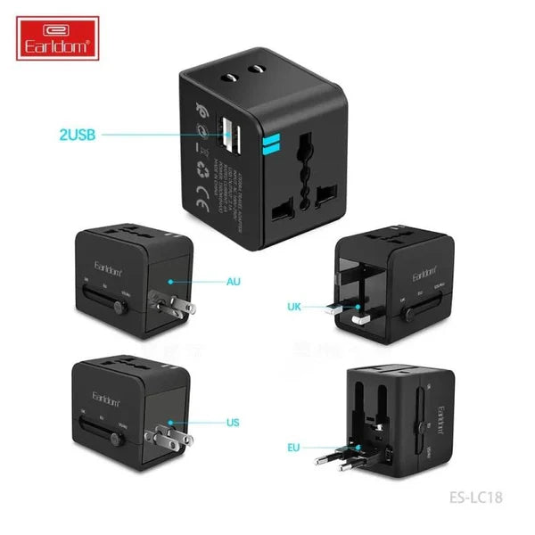 Earldom LC18 Smart Travel Adapter – Compact & Global Ready