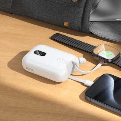 HOCO J130 10000mAh Power Bank PD 20W Fast Charging | USB-C Type-C + USB-A 18W QC Dual Output with Digital LED Display – White