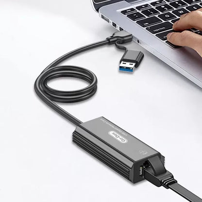 Go-Des GD-6836 1000Mbps RJ45 to USB-A & Type-C Ethernet Adapter Cable (60cm)