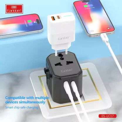 Earldom LC17 Universal Travel Adapter with USB & Type-C to USB 3.0 Adapter – Worldwide Plug Converter