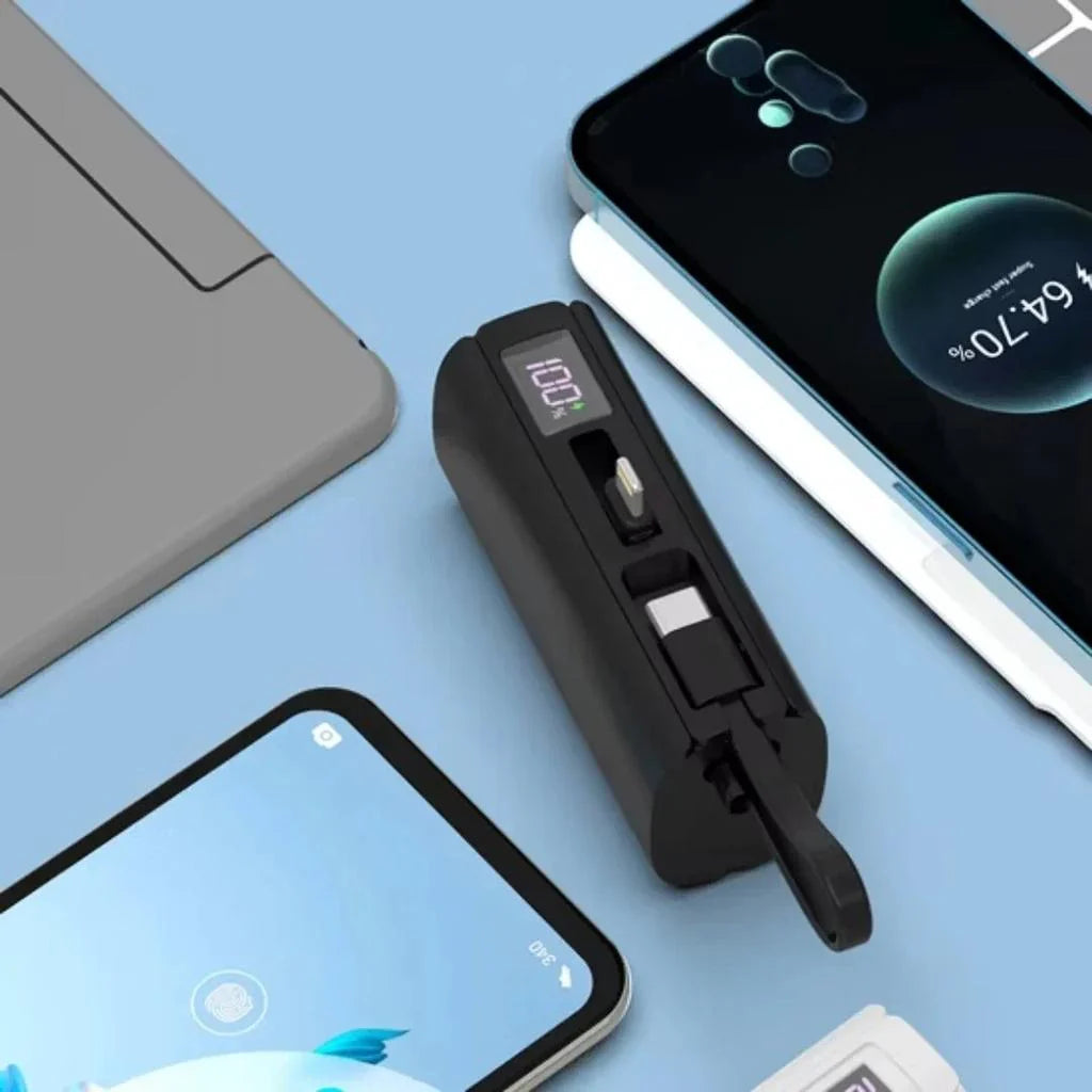 Aspor A351 Mini Power Bank 5000mAh – 22.5W Fast Charging Type-C & Lightning (Black)