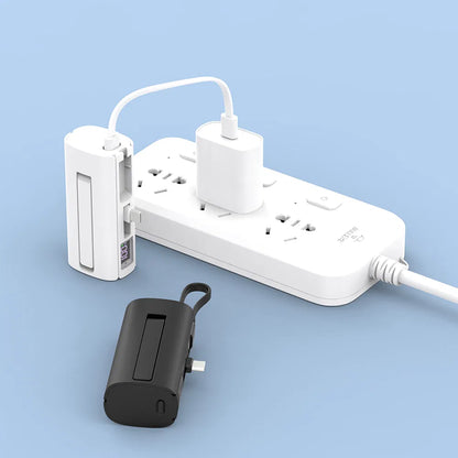 Aspor 5000mAh Pocket Power Bank – PD 22.5W Fast Charging (Type-C & Lightning)-White