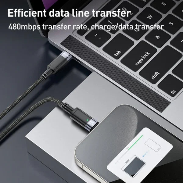 Yesido CA160 1.2M USB-C Cable 60W – Auto Power-Off Fast Charging (Black)
