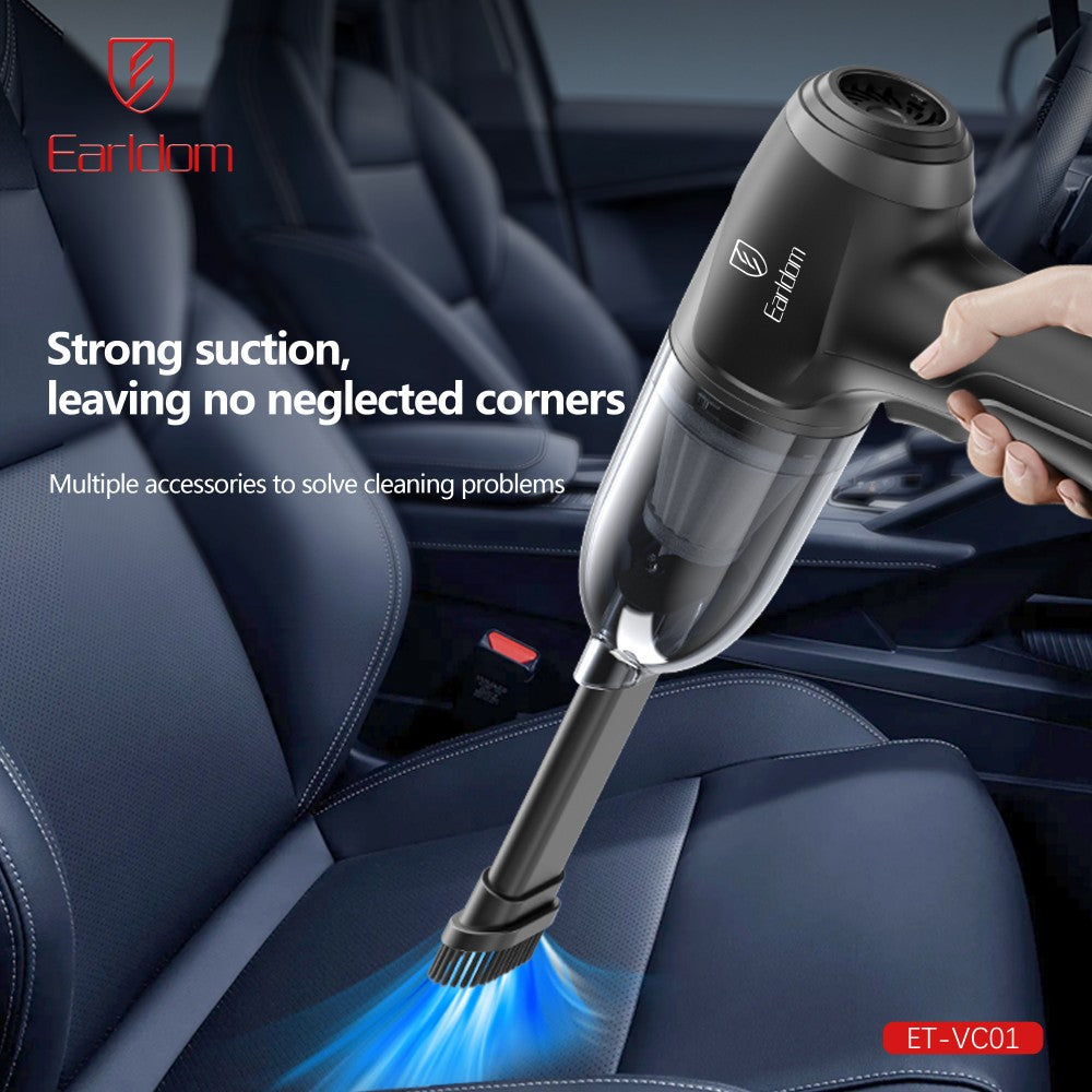 Earldom ET-VC01 Mini Car Vacuum Cleaner Black Portable Powerful Auto Vacuum