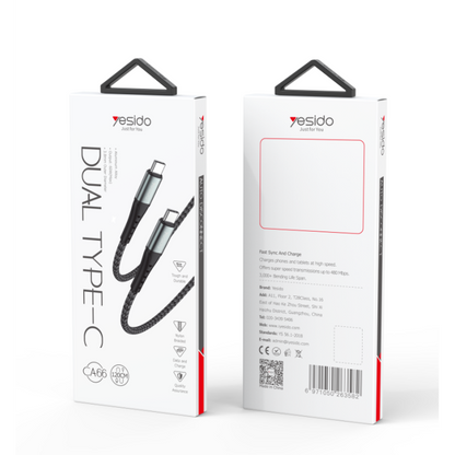 Yesido CA66 USB-C to USB-C 60W PD Fast Charging Cable 1.2MV
