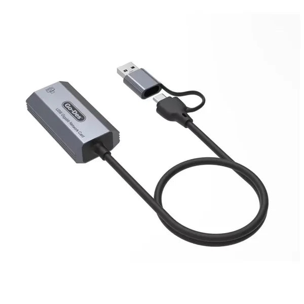 Go-Des GD-6836 1000Mbps RJ45 to USB-A & Type-C Ethernet Adapter Cable (60cm)
