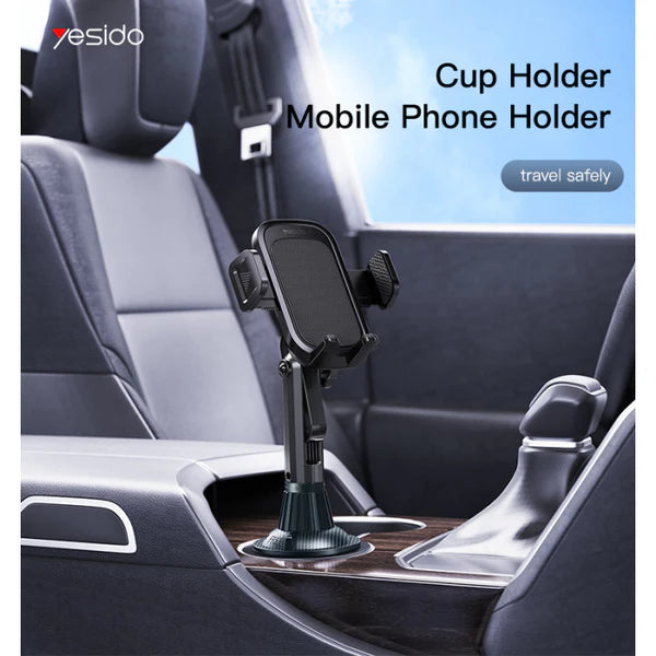 Yesido C195 Mobile Phone Cup Holder Mount – 360° Rotational, Adjustable & Secure Grip Design