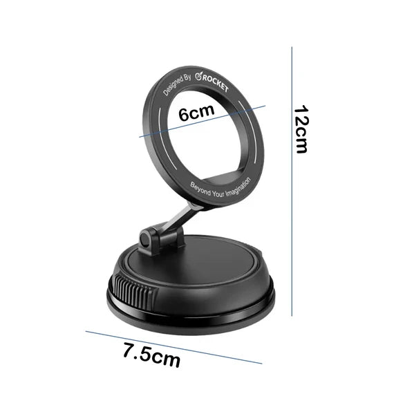 Rocket C48 Universal Car Phone Holder – Strong Grip, 360° Rotation, Dashboard & Windshield Mount